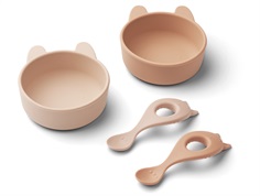 Liewood rabbit rose mix dining set Evan silicone (4-pack)  